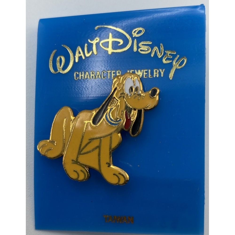 Disney Pluto Enamel Pin Yellow Vintage Character Jewelry Taiwan Cartoon Dog